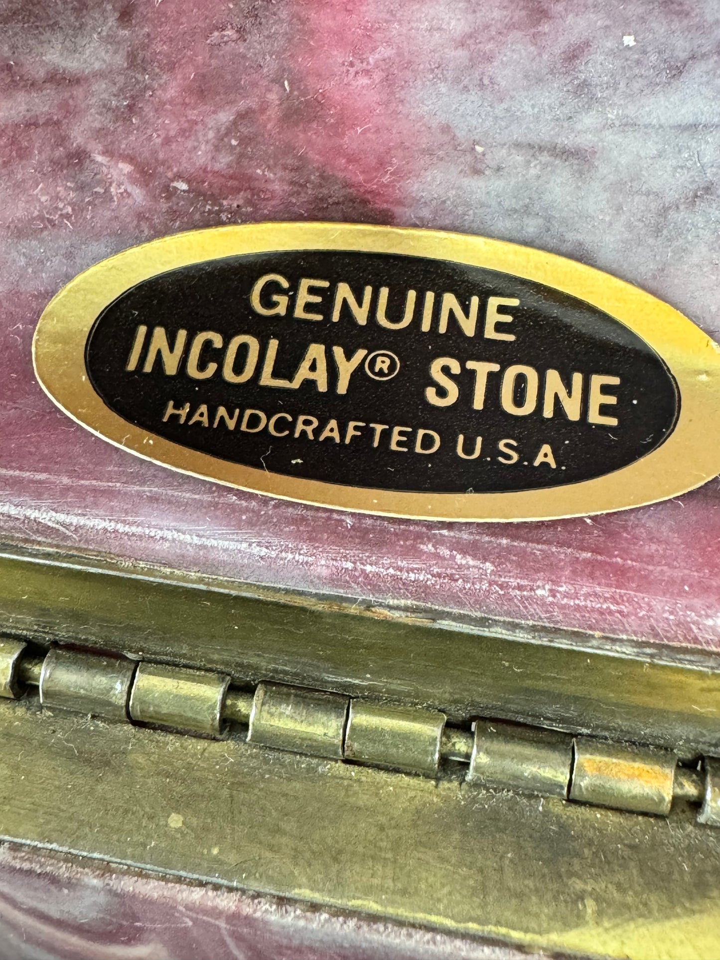 Vintage Incolay Stone Hand Carved Roses 7.5”x3.5” Hinged Jewellery Trinket Box