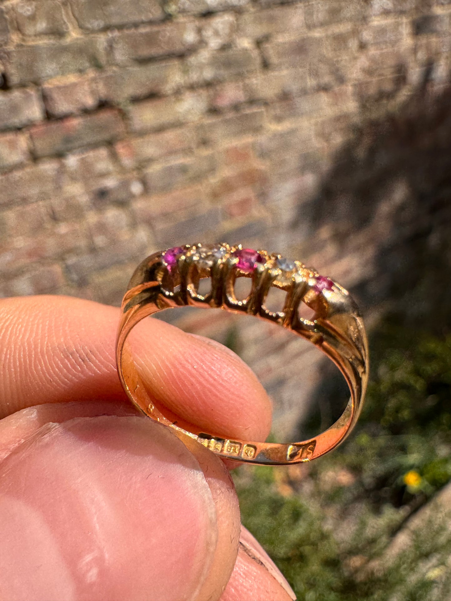 Antique 18ct Ruby Diamond Ring