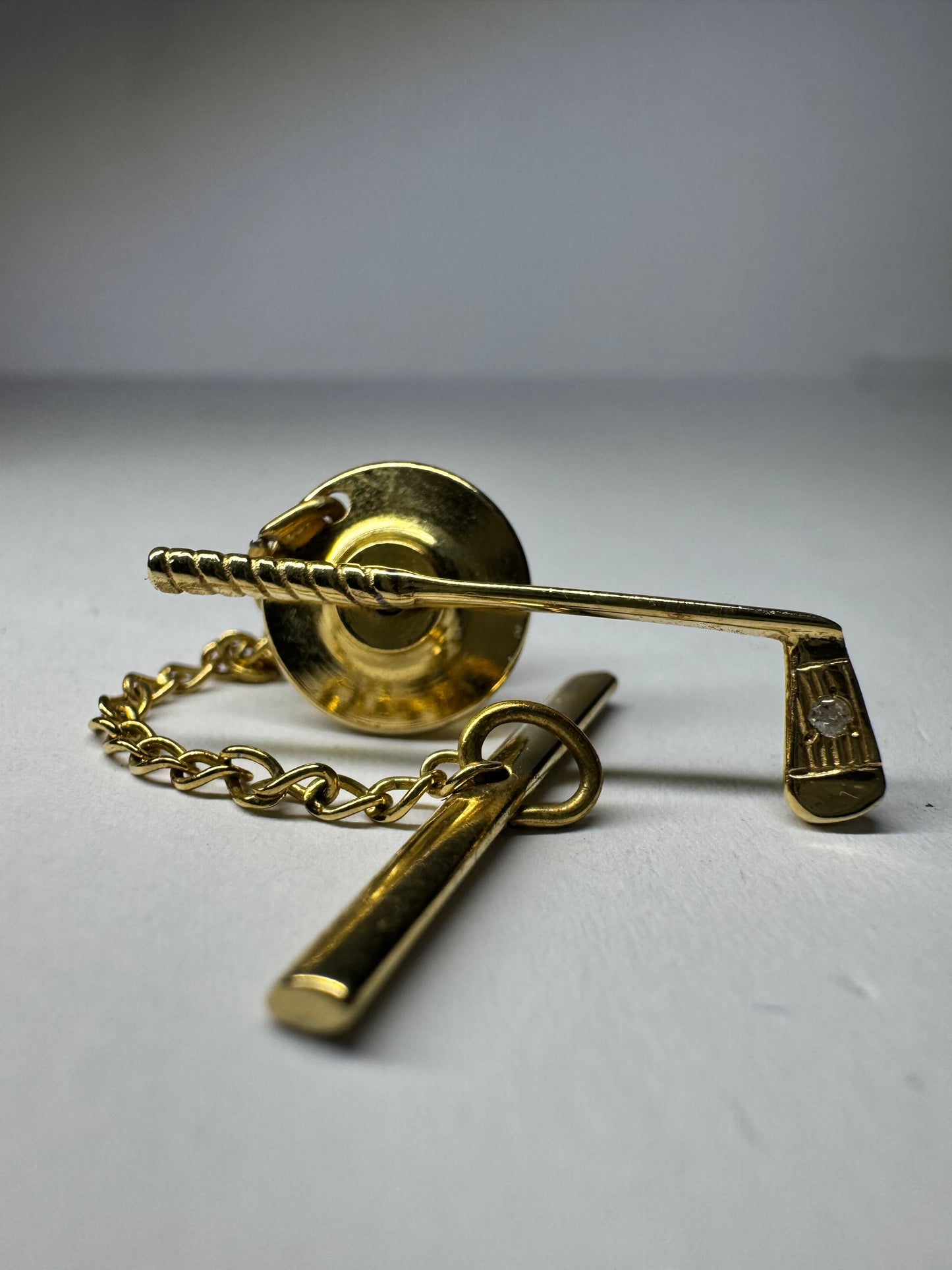 14ct Yellow Gold Diamond Golf Club Tie Pin