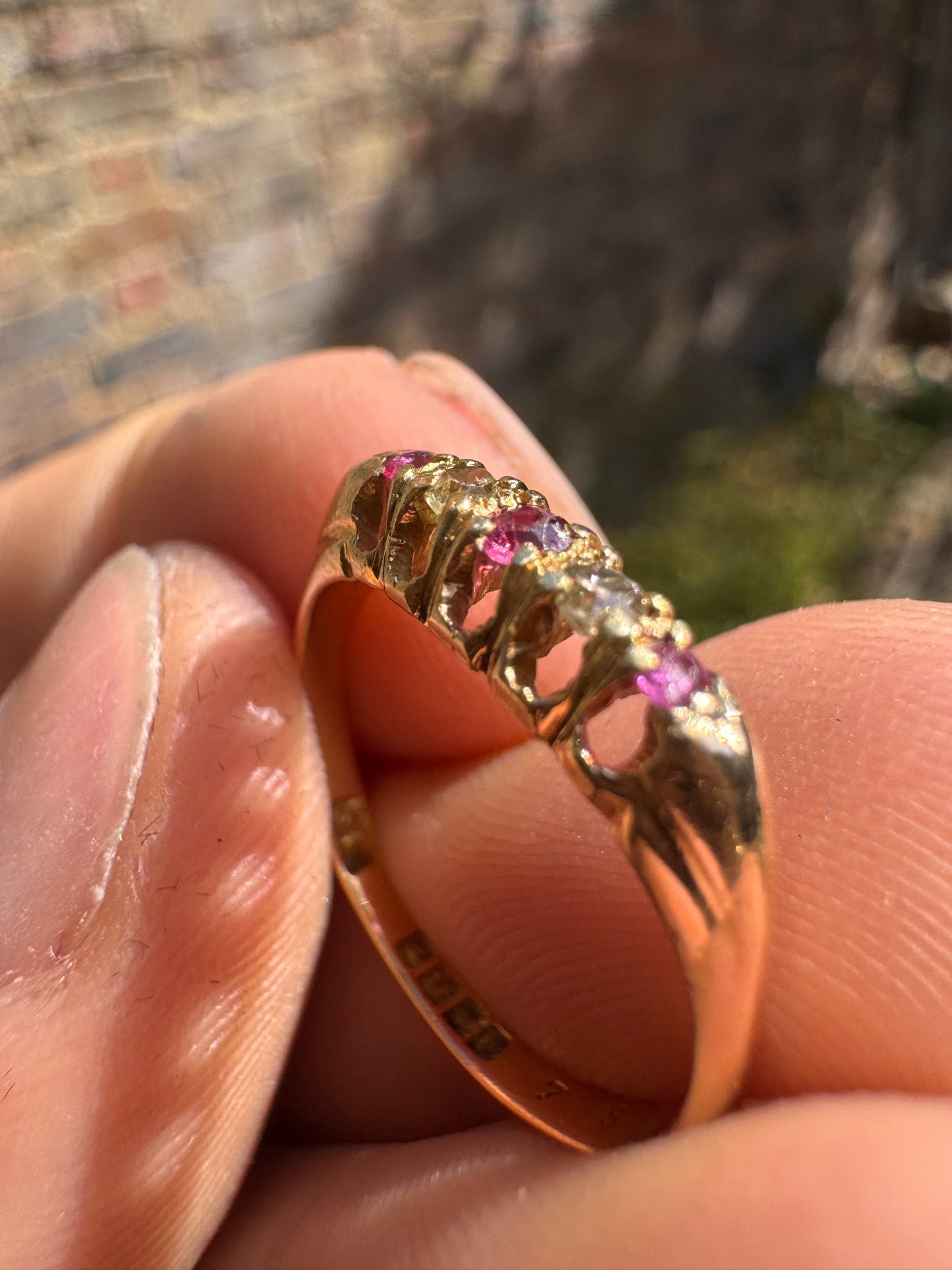 Antique 18ct Ruby Diamond Ring