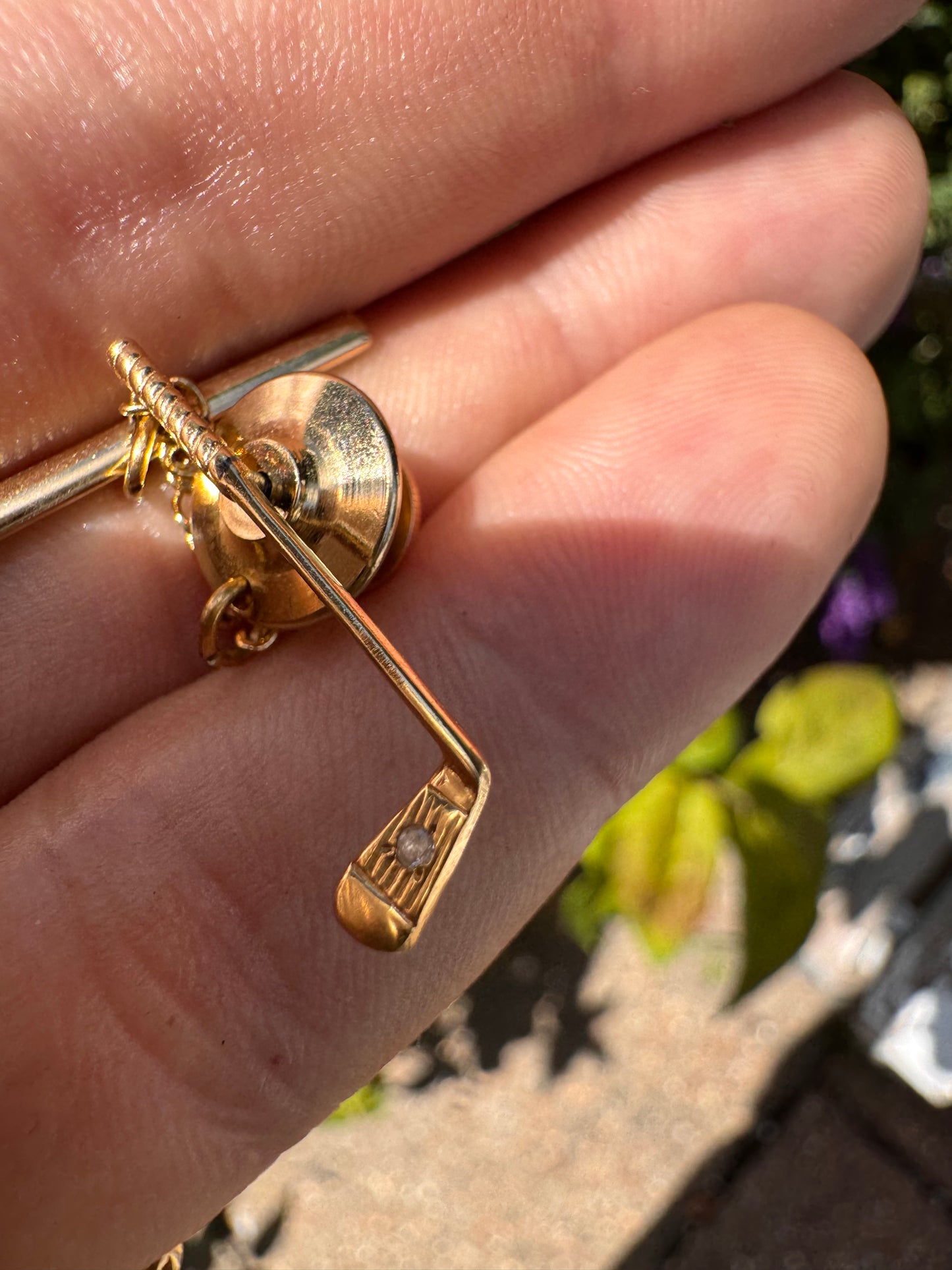 14ct Gold Diamond Tie Pin Golf Club (Italian)