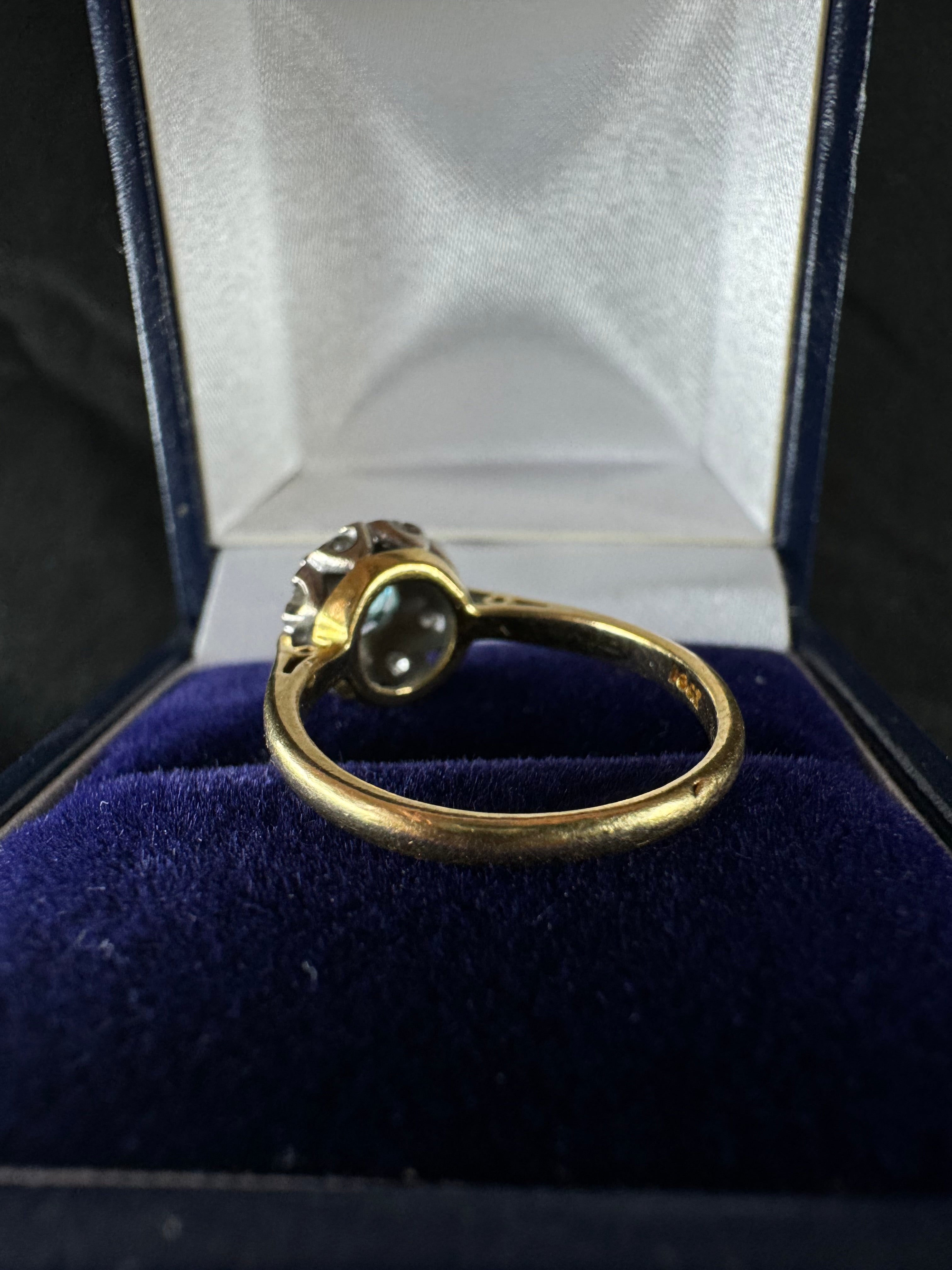 Antique 18ct Yellow Gold and Platinum Topaz Diamond Ring