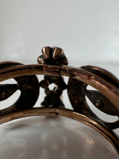 Vintage Italian Rose Metal Pearl Ornate Ring
