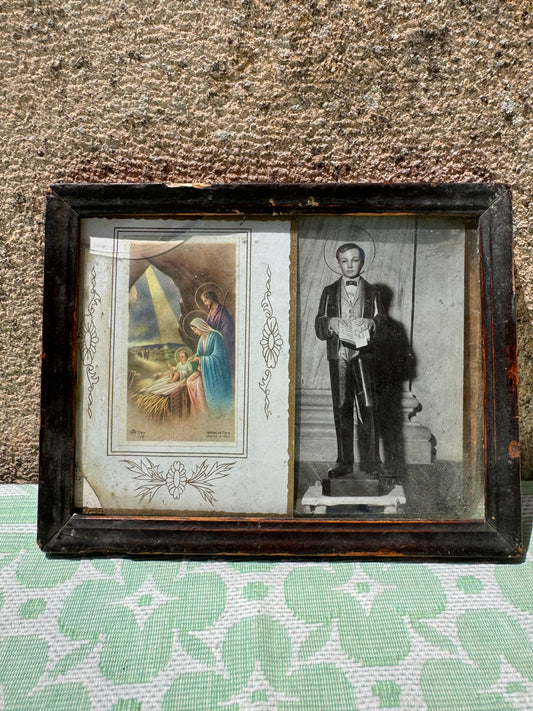 Wooden framed poster cards signed 1923 on the back