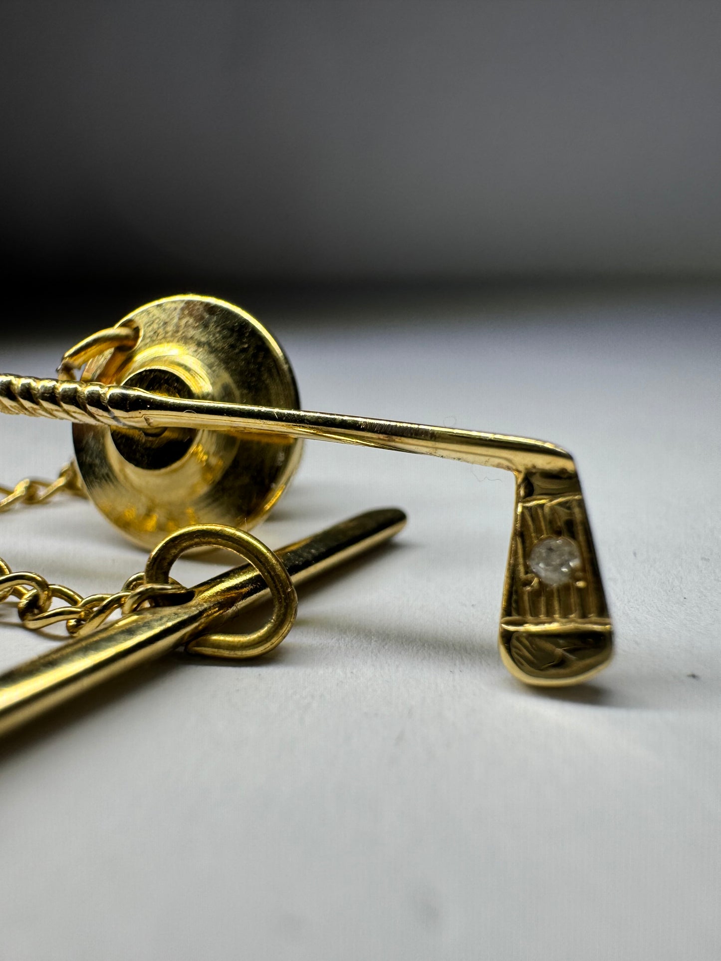 14ct Yellow Gold Diamond Golf Club Tie Pin