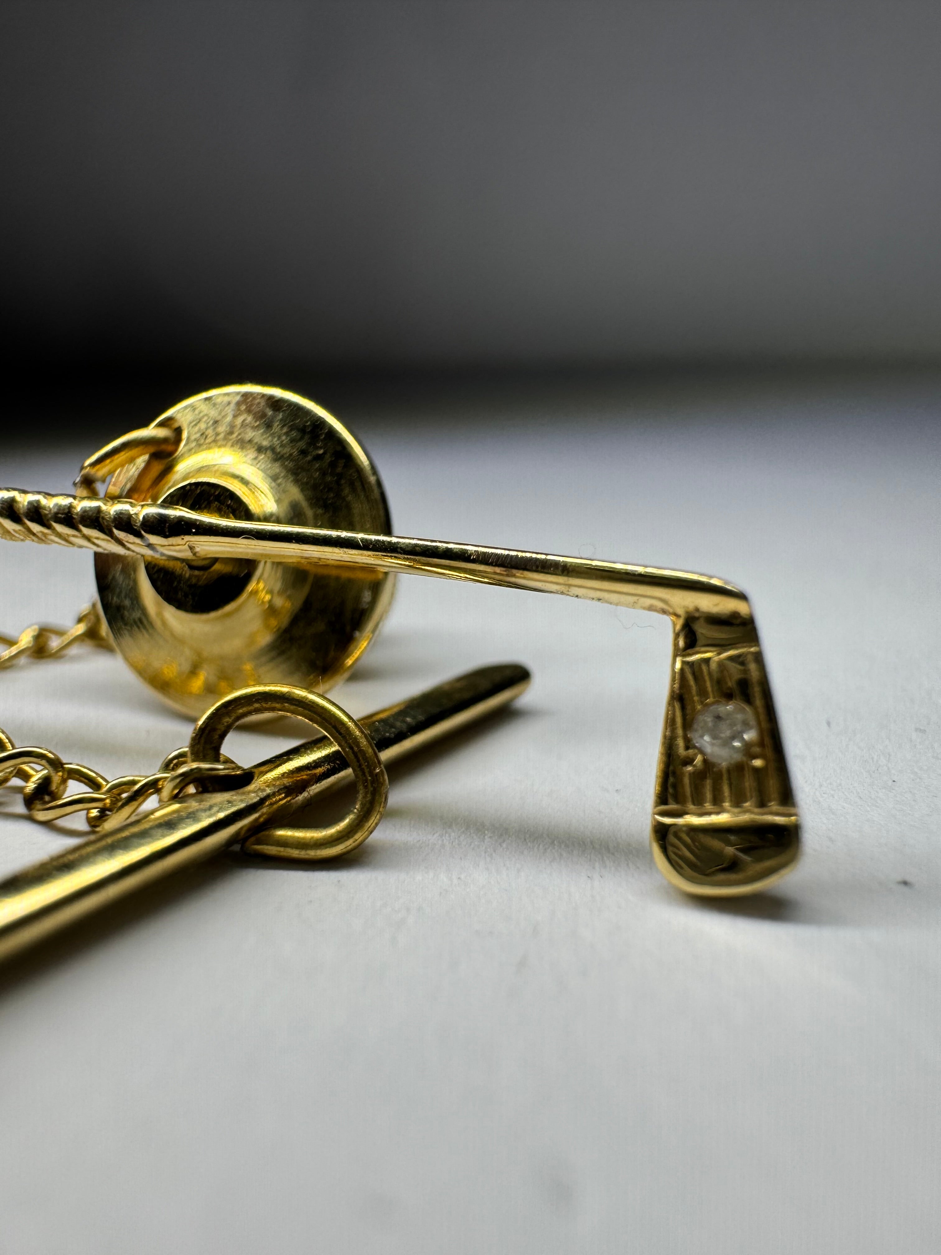 14ct Yellow Gold Diamond Golf Club Tie Pin