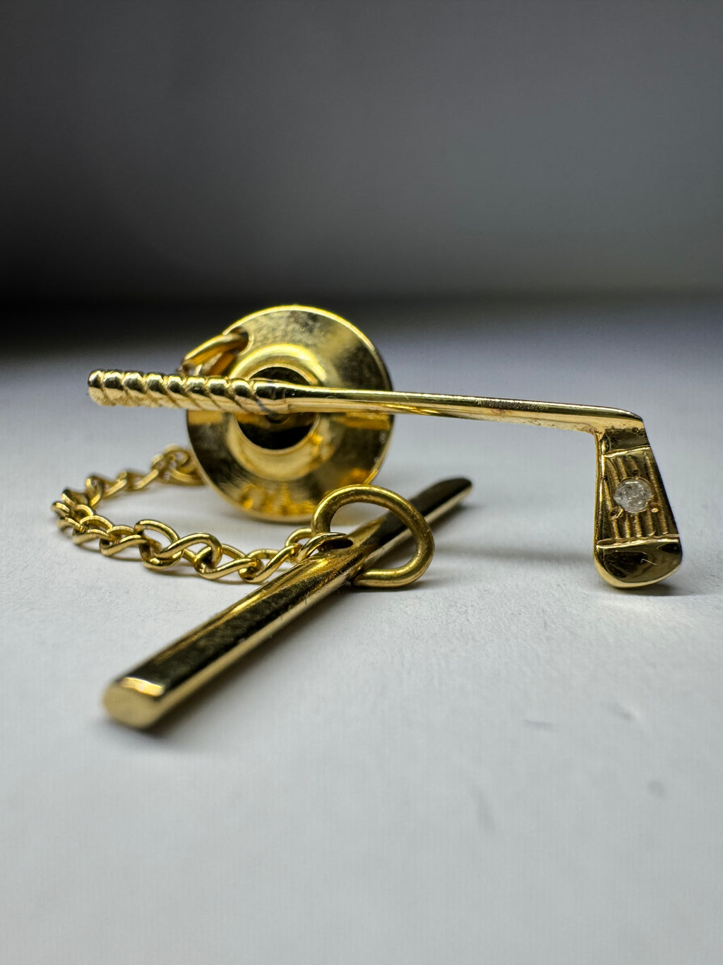 14ct Yellow Gold Diamond Golf Club Tie Pin