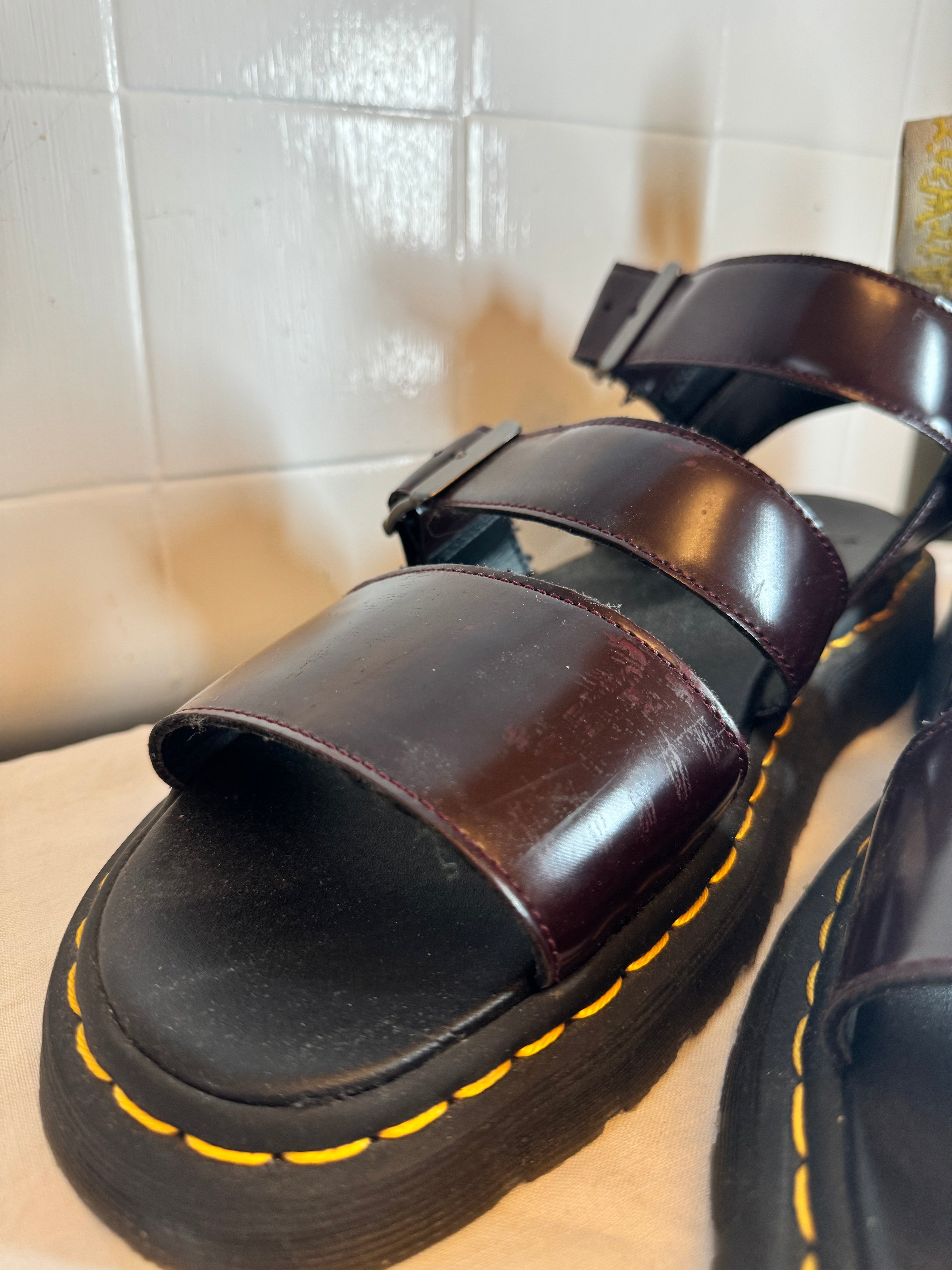 Dr Martens GRYPHON Vegan Leather Sandals Burgundy UK 11