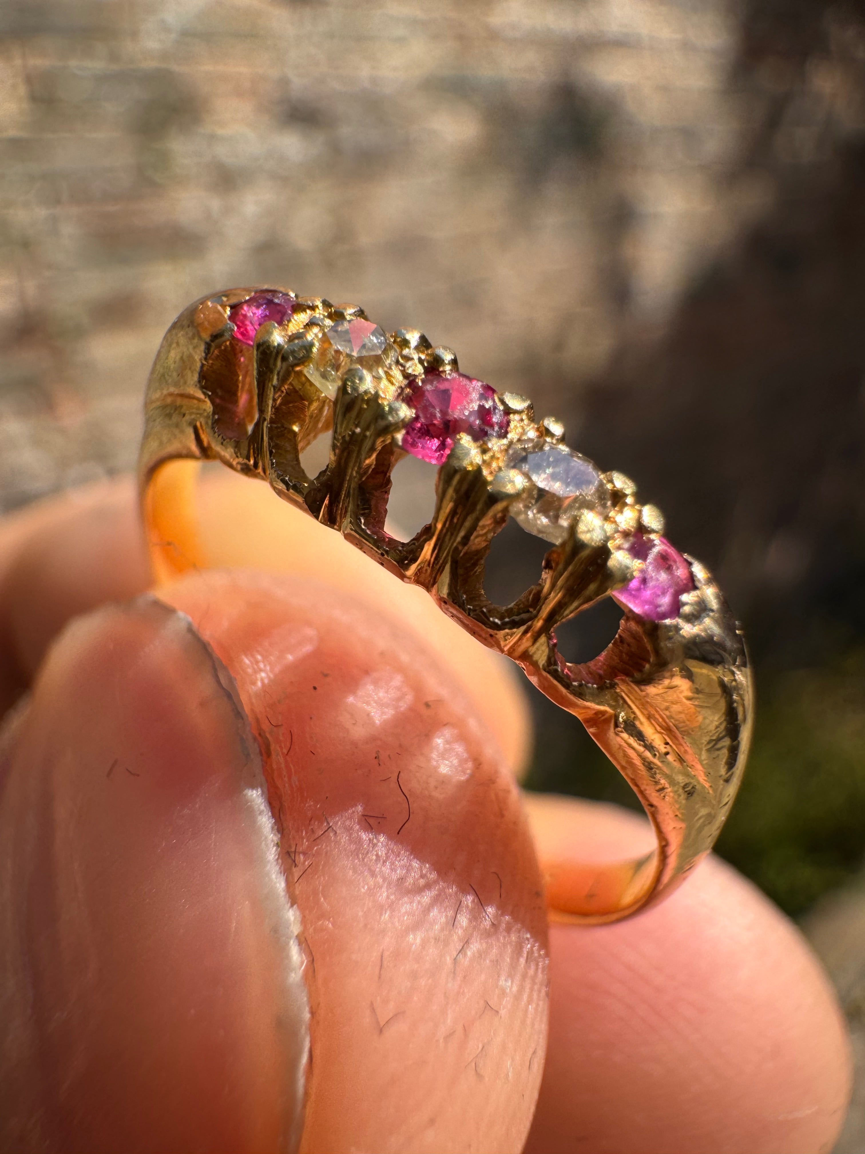 Antique 18ct Ruby Diamond Ring
