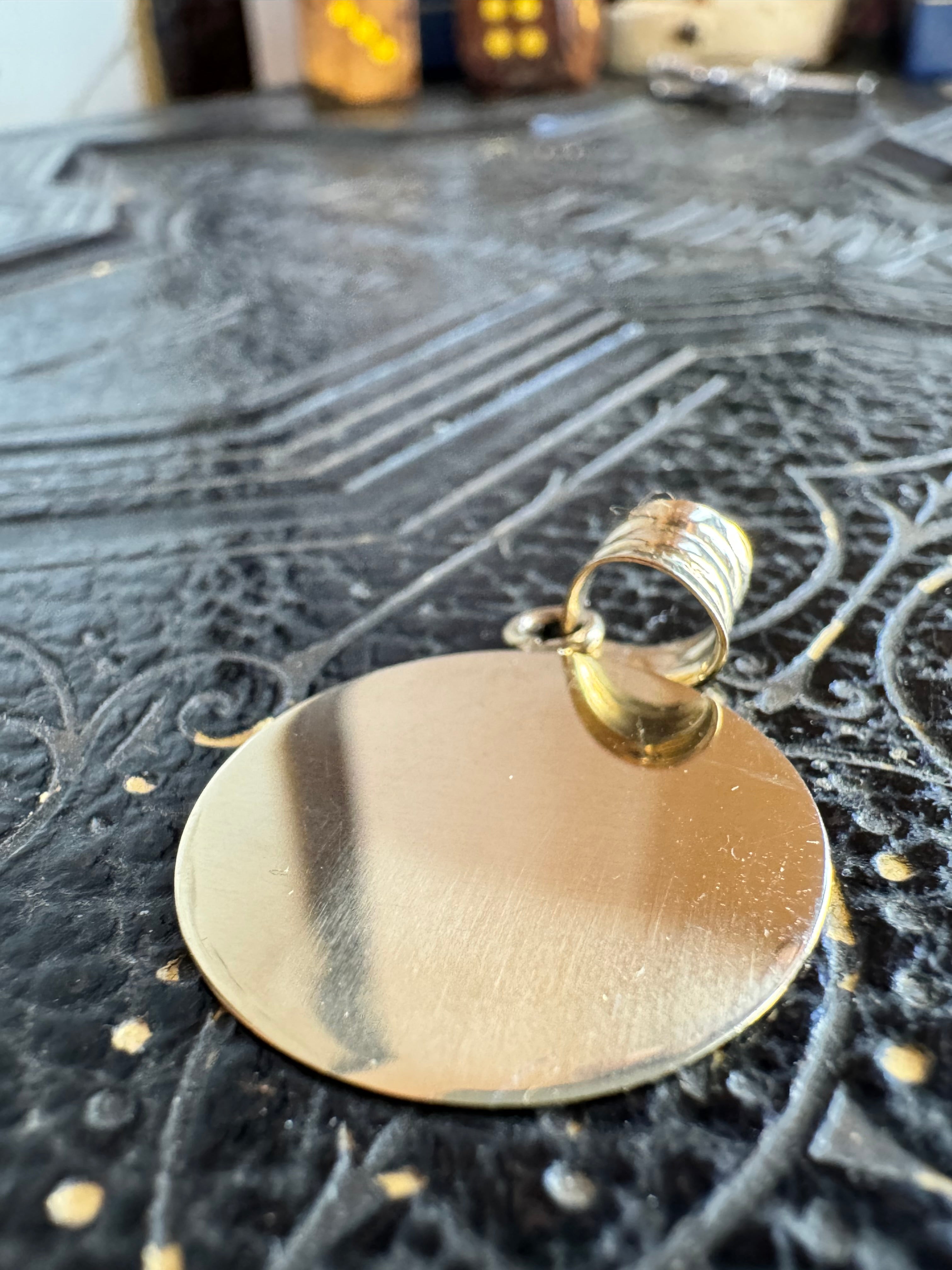 9ct Yellow Gold Circle Tag Pendant