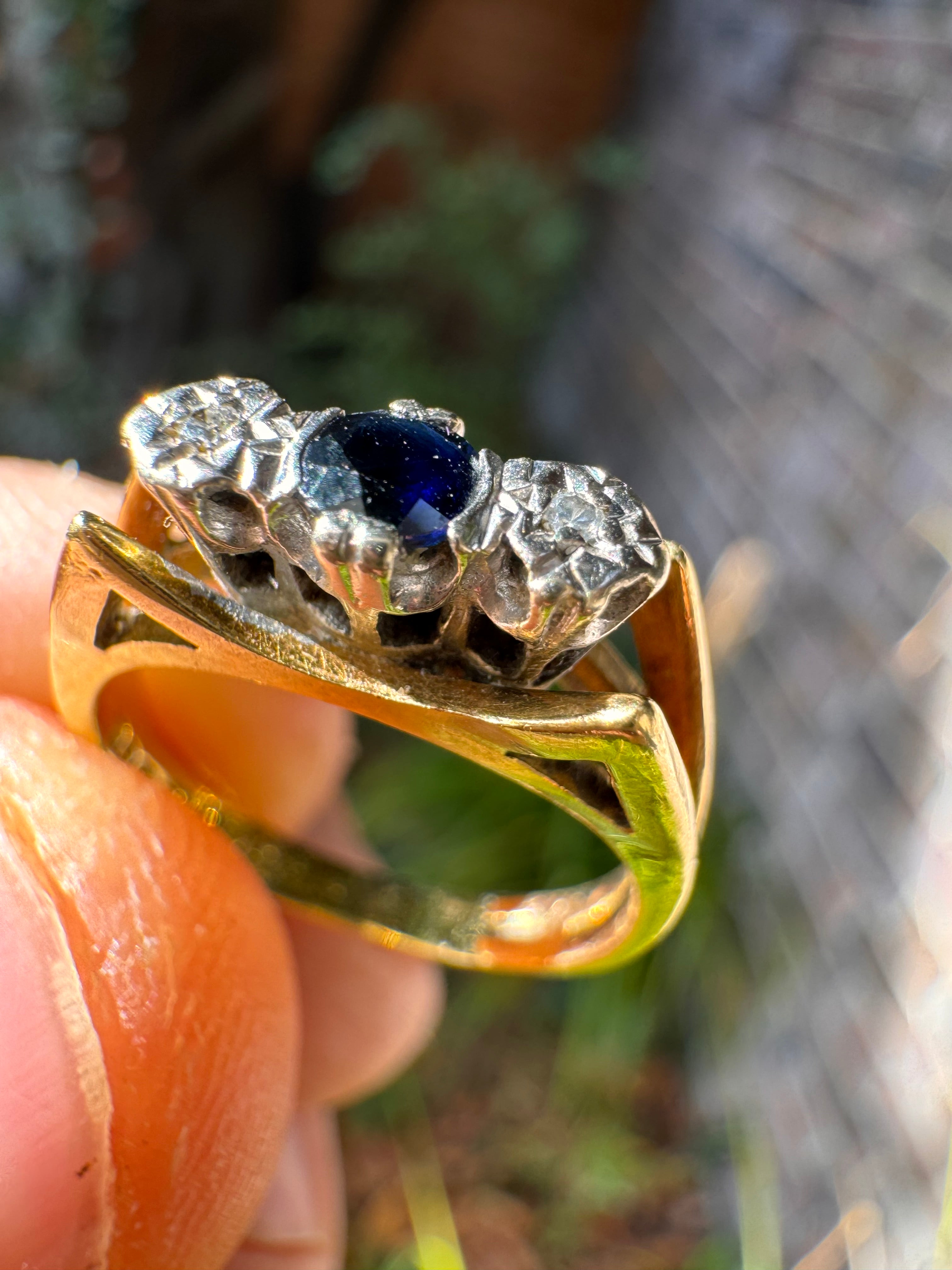 18ct Yellow Gold Sapphire Ring Art Deco