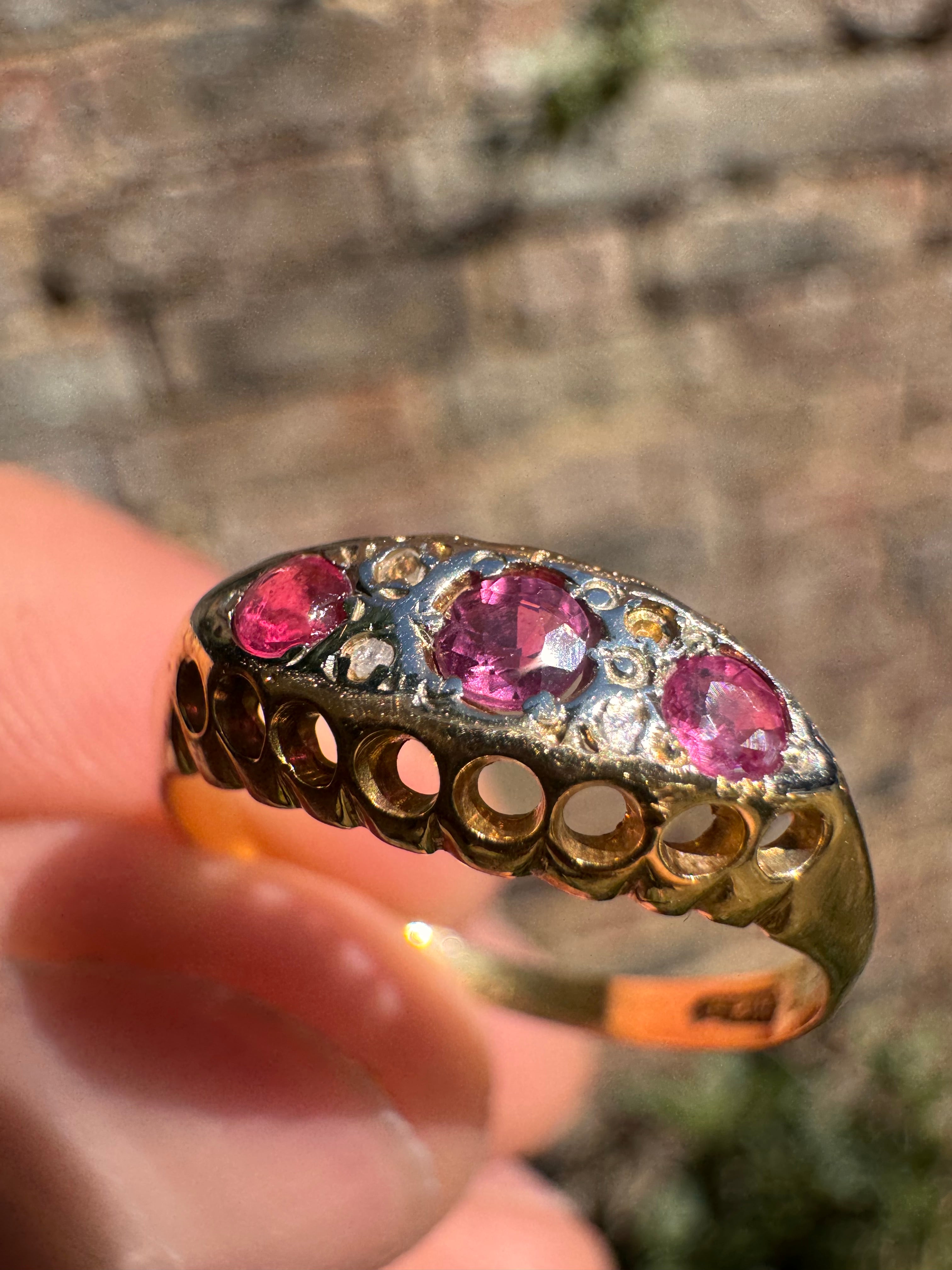 18ct Ruby Trilogy Yellow Gold Ring
