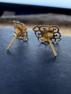 9ct vintage Yellow Gold Ruby Heart Earrings