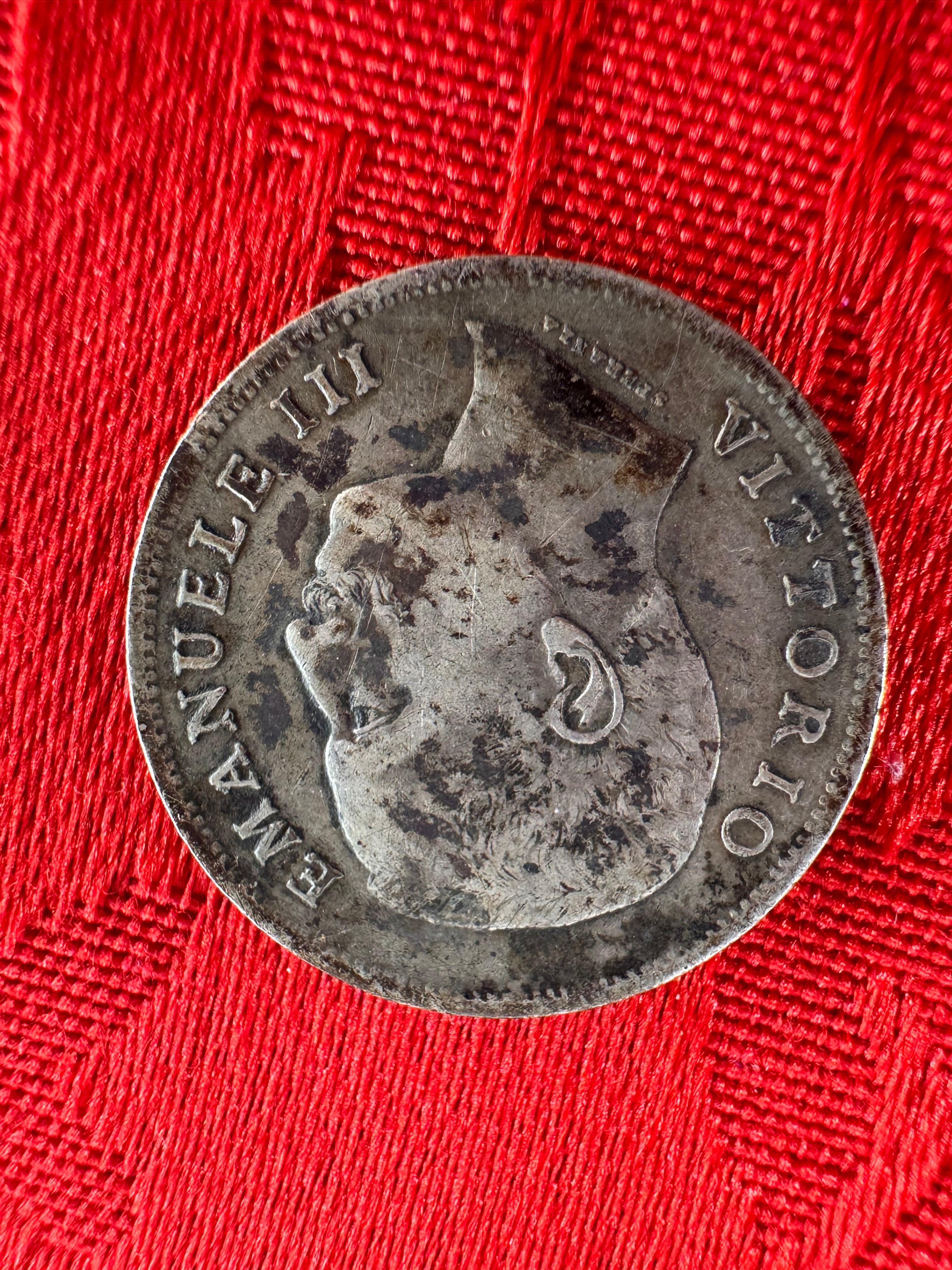 Italy Vittorio Emanuele III Silver 1907 R 1 Lira Last Year Coin