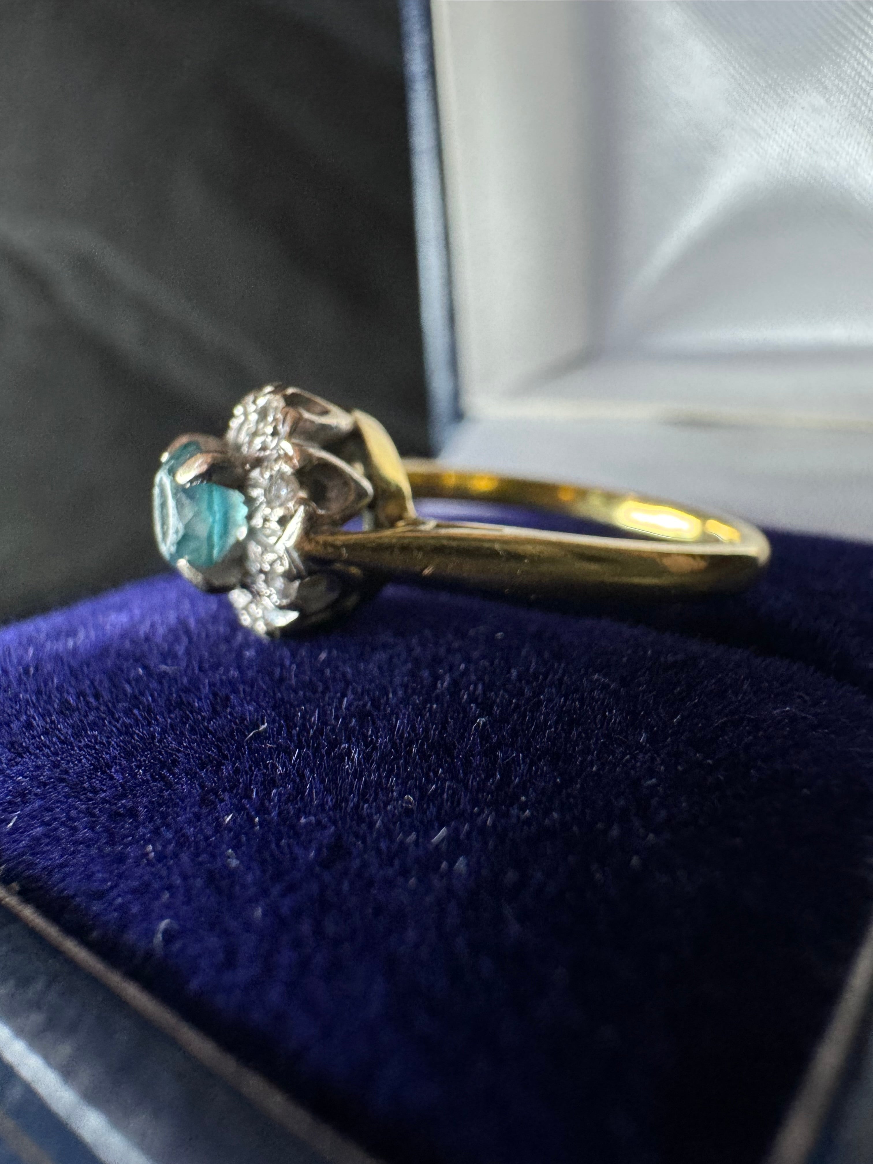 Antique 18ct Yellow Gold and Platinum Topaz Diamond Ring