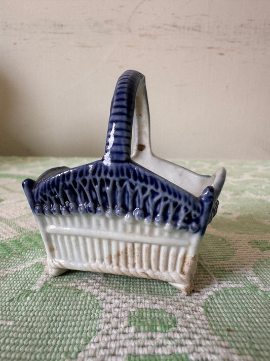 Miniature Italian  ceramic basket - shows repair to base