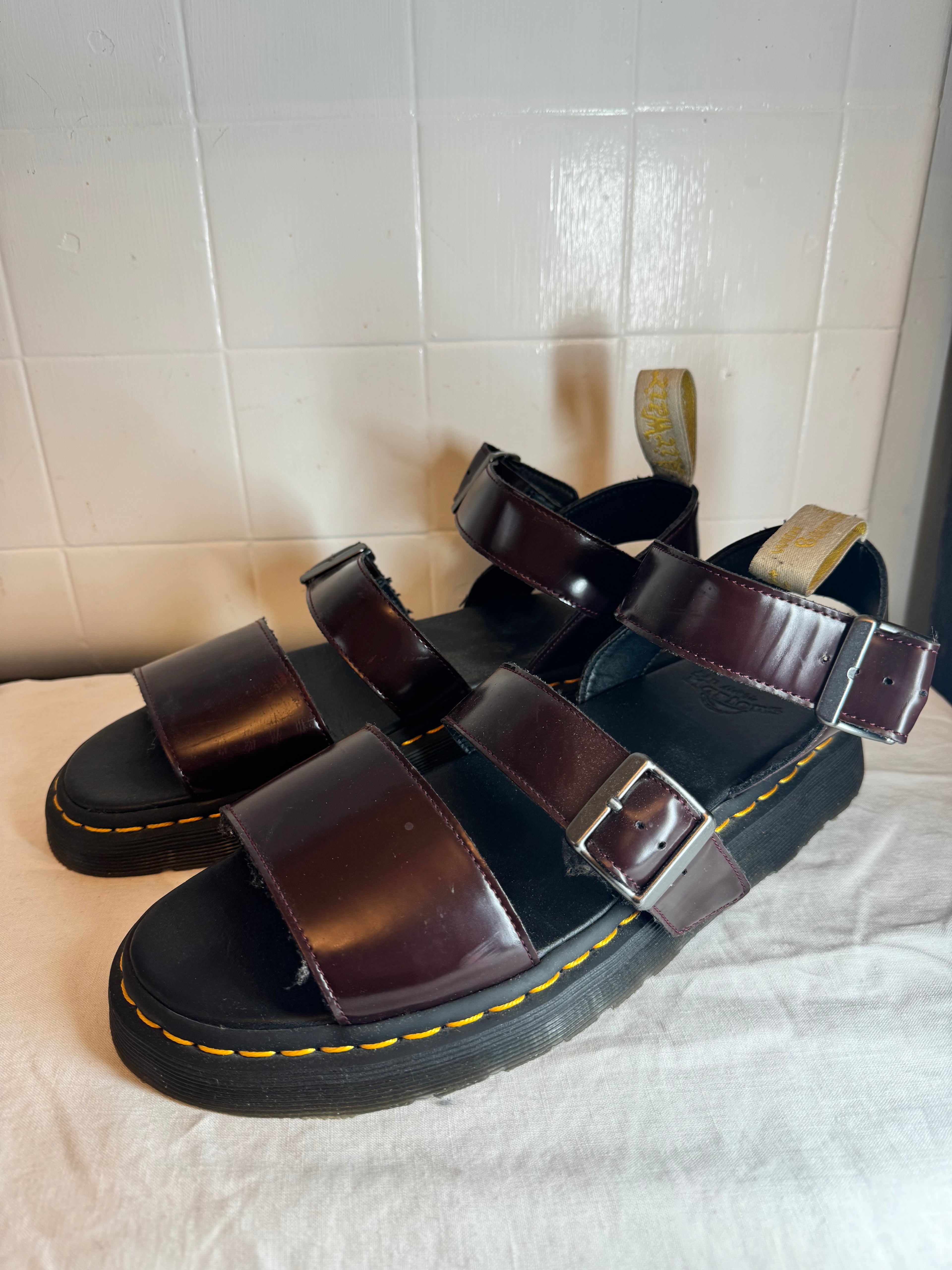 Dr Martens GRYPHON Vegan Leather Sandals Burgundy UK 11