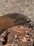 Hand made Man and horse on cart clay decorations signed