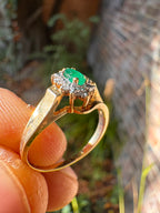 18ct Yellow Gold Emerald Diamond Ring