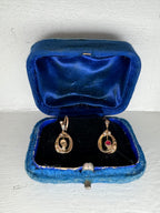 1920/30s Women’s Earrings 12K Rose Gold Pearls and Ruby - shows damage