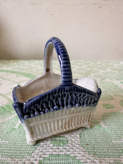 Miniature Italian  ceramic basket - shows repair to base