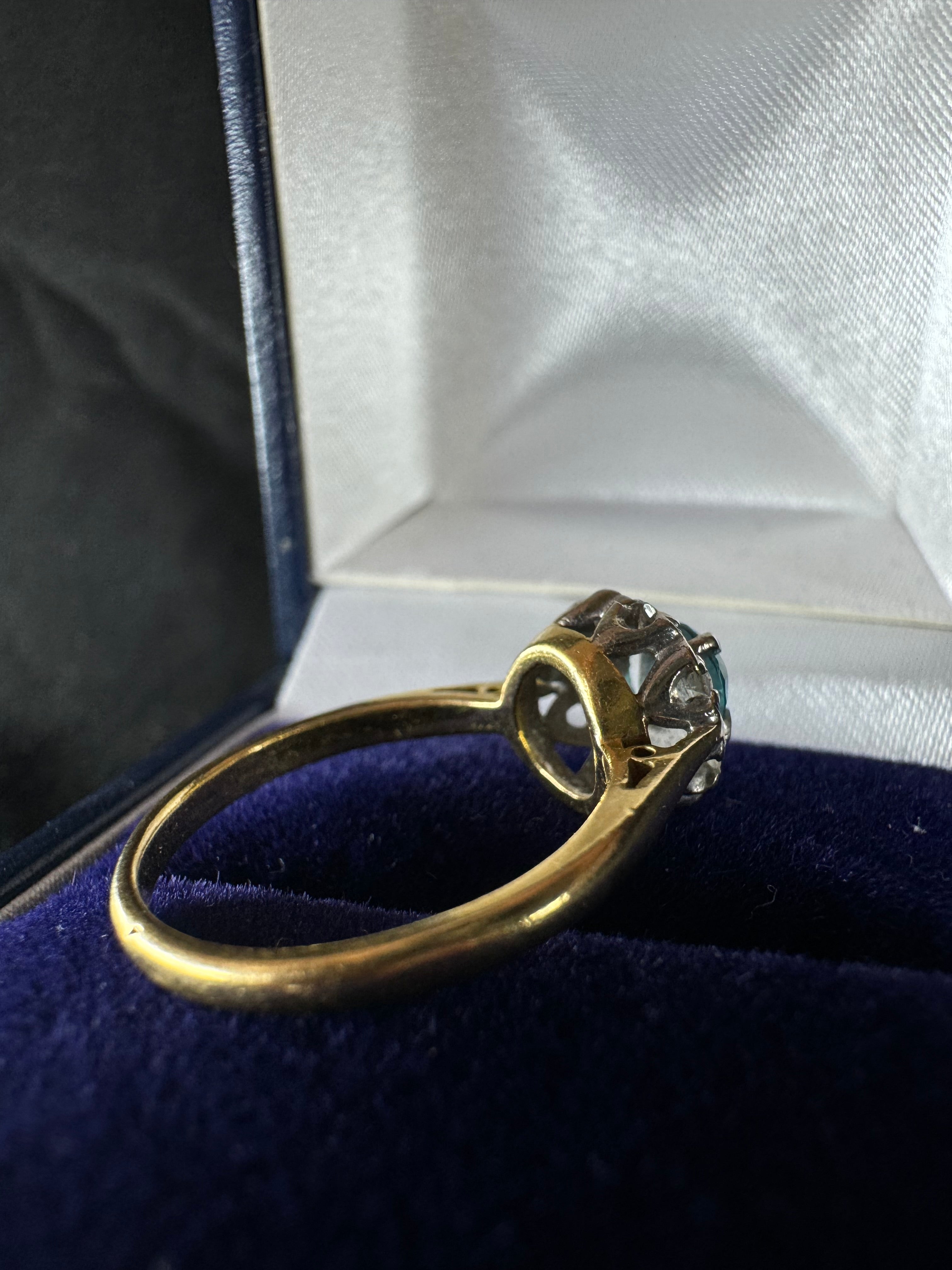 Antique 18ct Yellow Gold and Platinum Topaz Diamond Ring