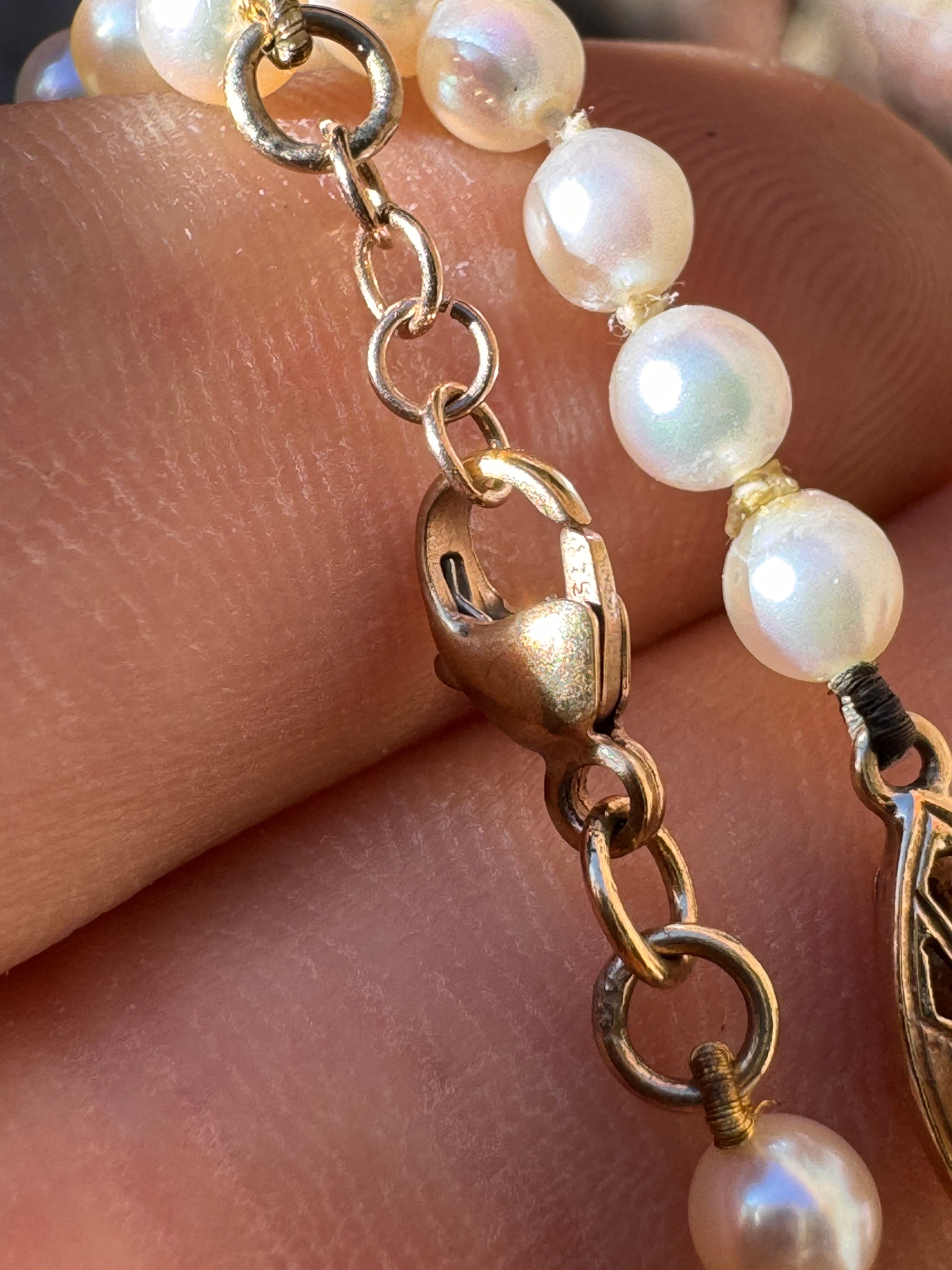 Freshwater Pearl 9ct Gold Necklace & 9ct Gold Freshwater Pearl matching Bracelet