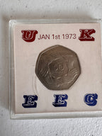 Lot 38: 1973 Rare 50p x 2 (Estimate £10)