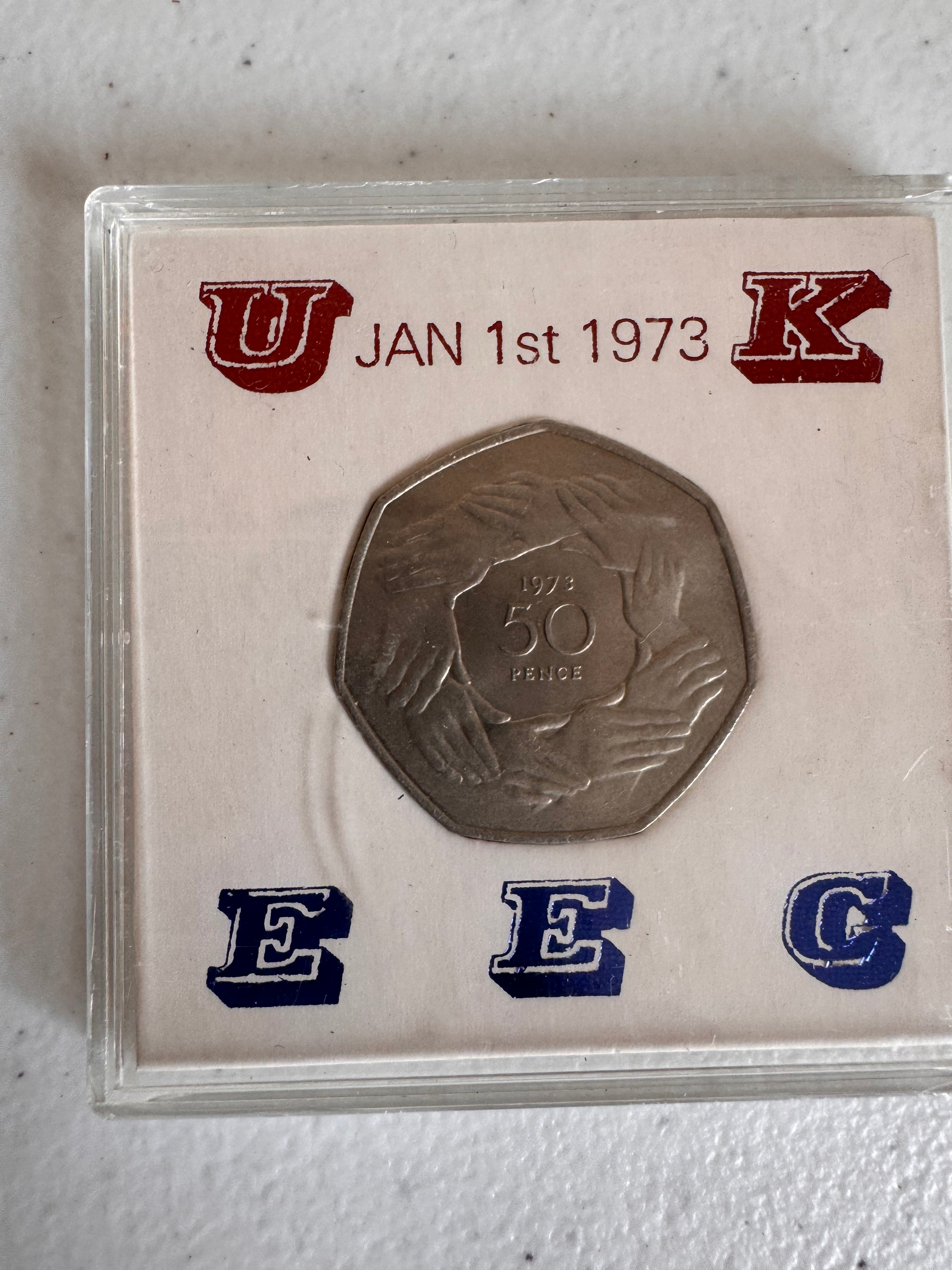 Lot 38: 1973 Rare 50p x 2 (Estimate £10)