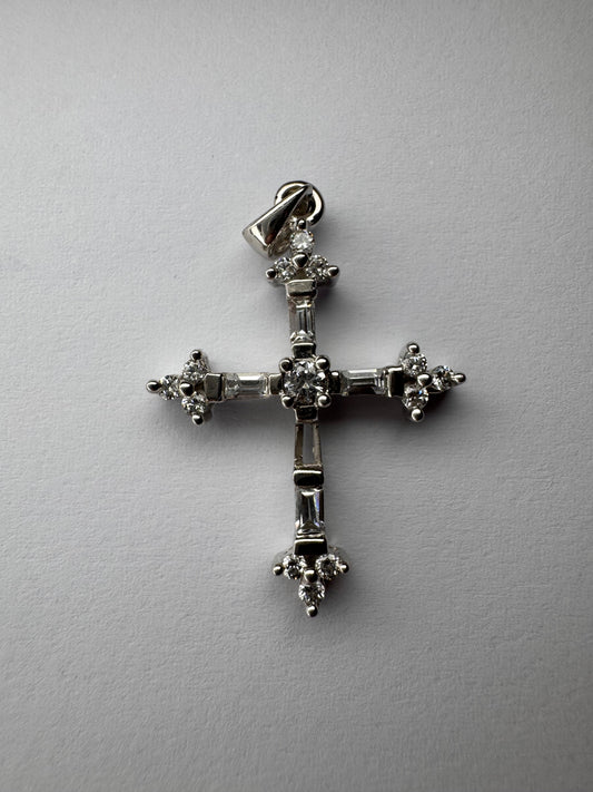 9ct CZ Cross Pendant (missing stone)