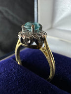 Antique 18ct Yellow Gold and Platinum Topaz Diamond Ring