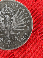 Italy Vittorio Emanuele III Silver 1907 R 1 Lira Last Year Coin