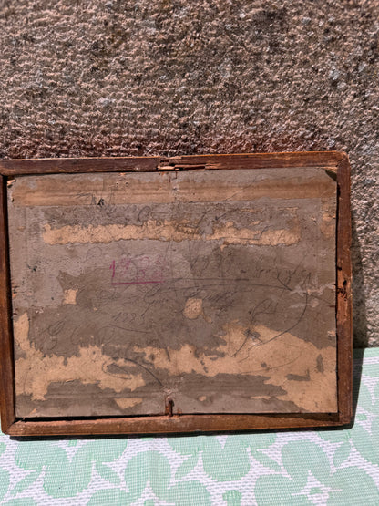 Wooden framed poster cards signed 1923 on the back