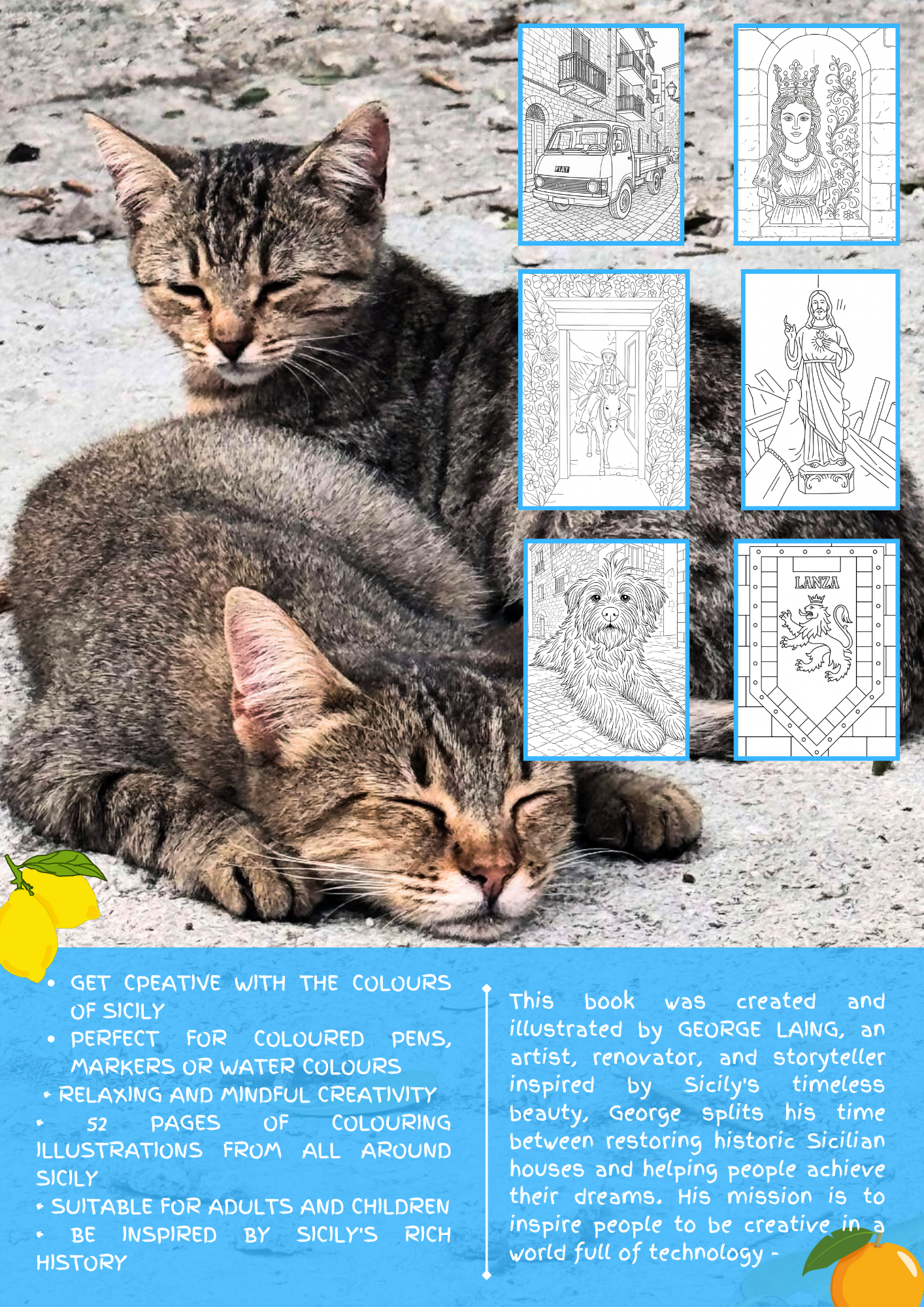 Sicily Colouring Book (Issue One) Illustrated by George Laing (Pre-Order) First Release of 50