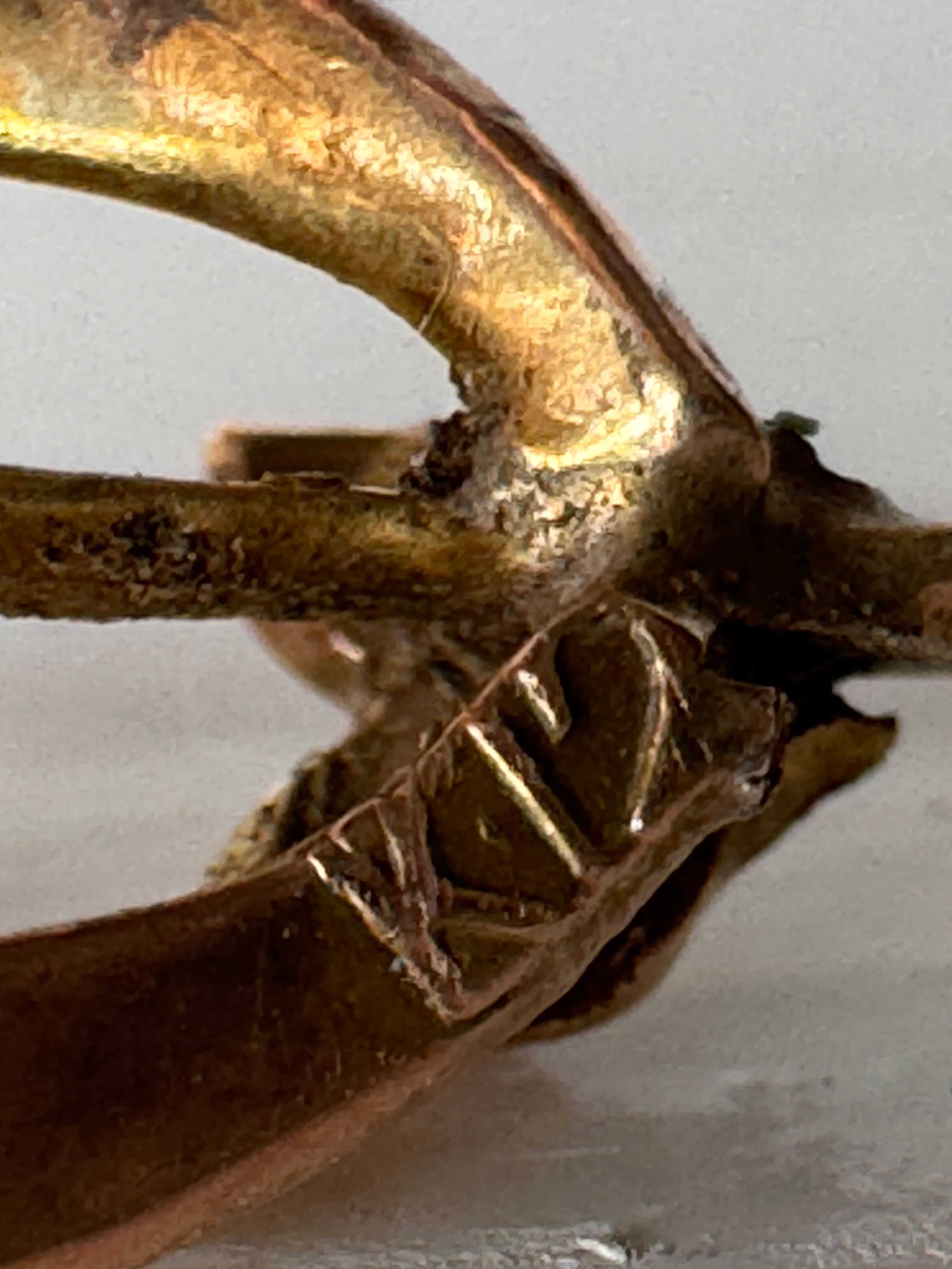 1920/30s Women’s Earrings 12K Rose Gold Pearls and Ruby - shows damage