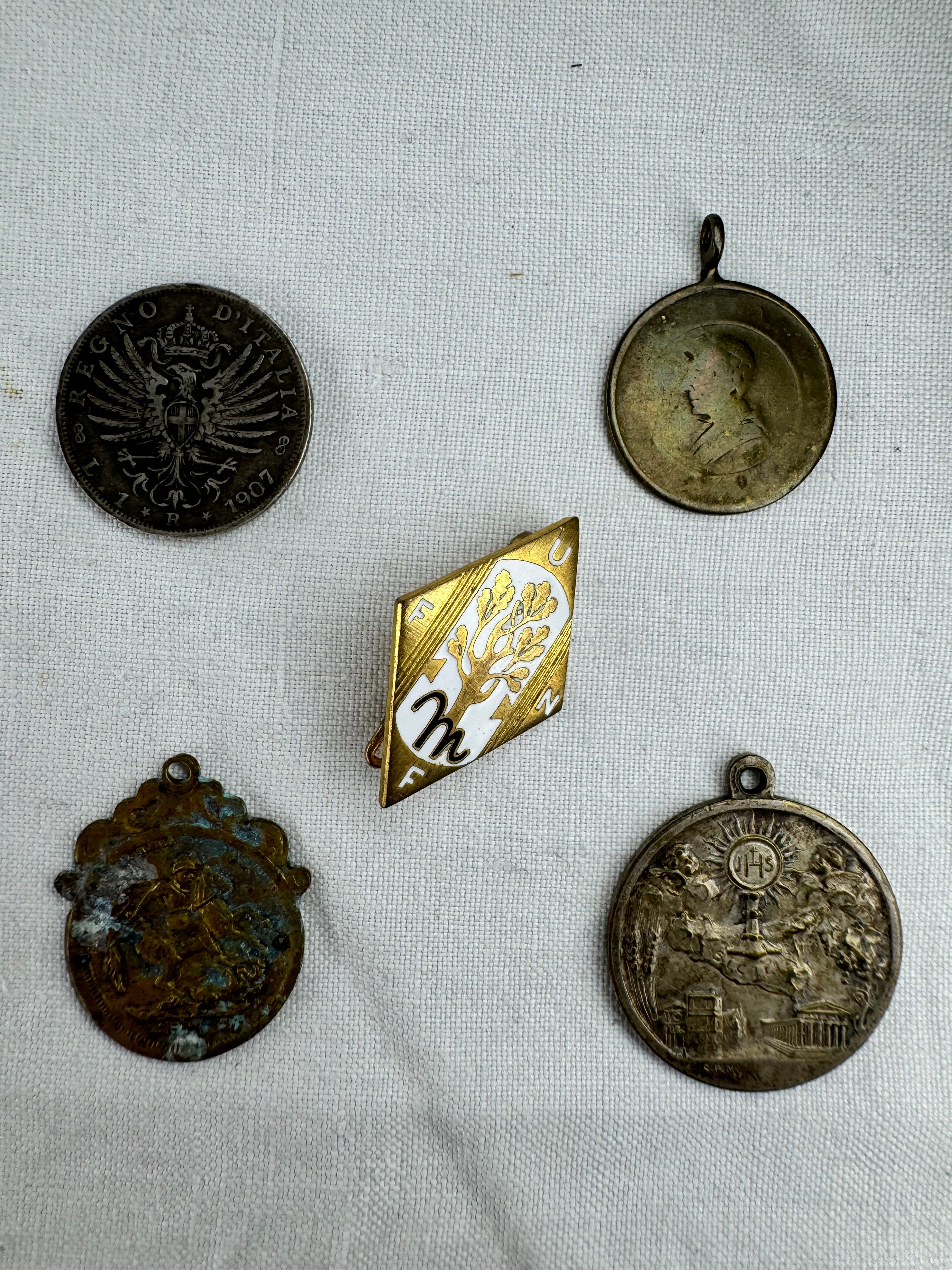 5 Vintage Italian Religious Pendants/Badge (SICILY HOUSE)
