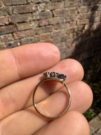 Antique 18ct Opal Sapphire Trilogy Yellow Gold Ring