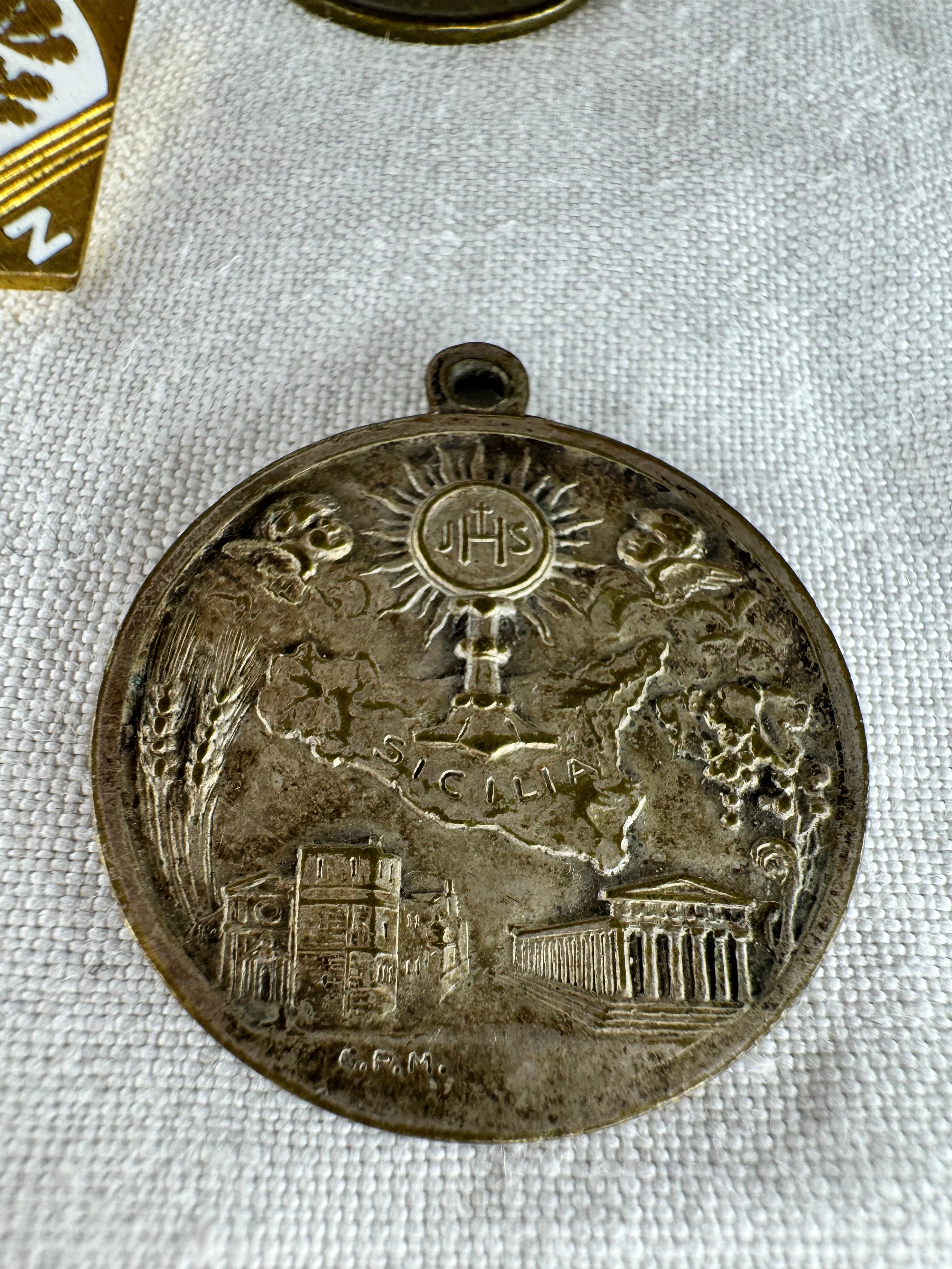 5 Vintage Italian Religious Pendants/Badge (SICILY HOUSE)