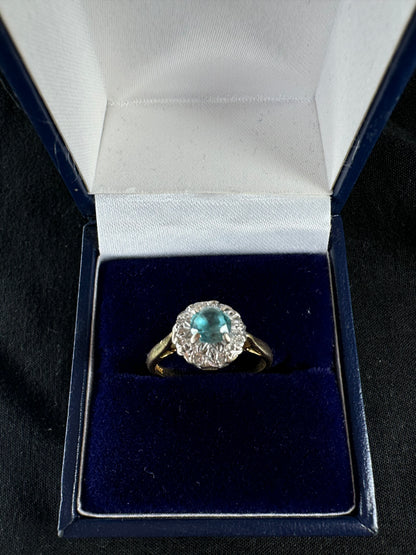 Antique 18ct Yellow Gold and Platinum Topaz Diamond Ring