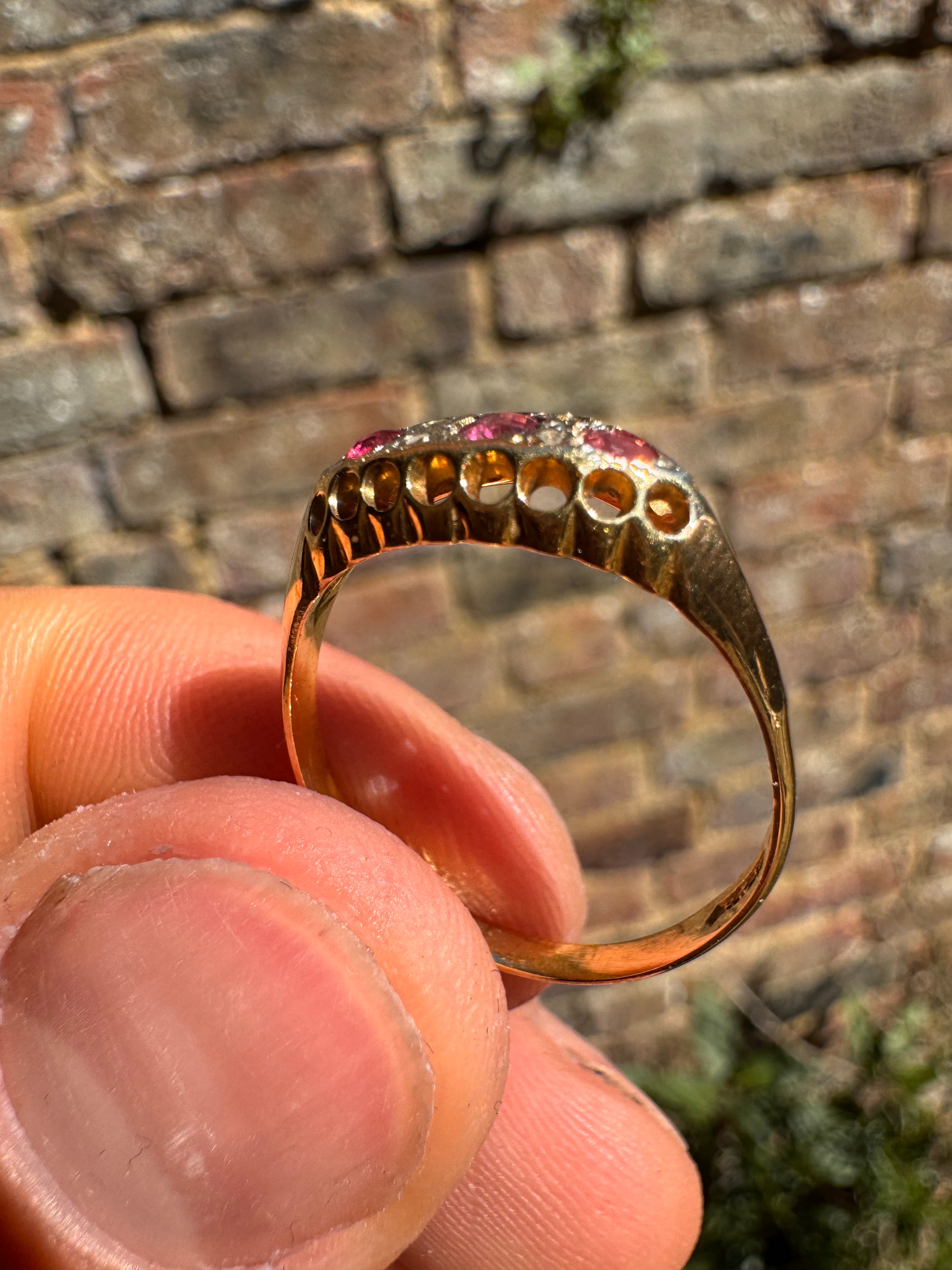 18ct Ruby Trilogy Yellow Gold Ring