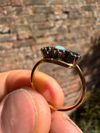 Antique 18ct Opal Sapphire Trilogy Yellow Gold Ring