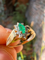 18ct Yellow Gold Emerald Diamond Ring