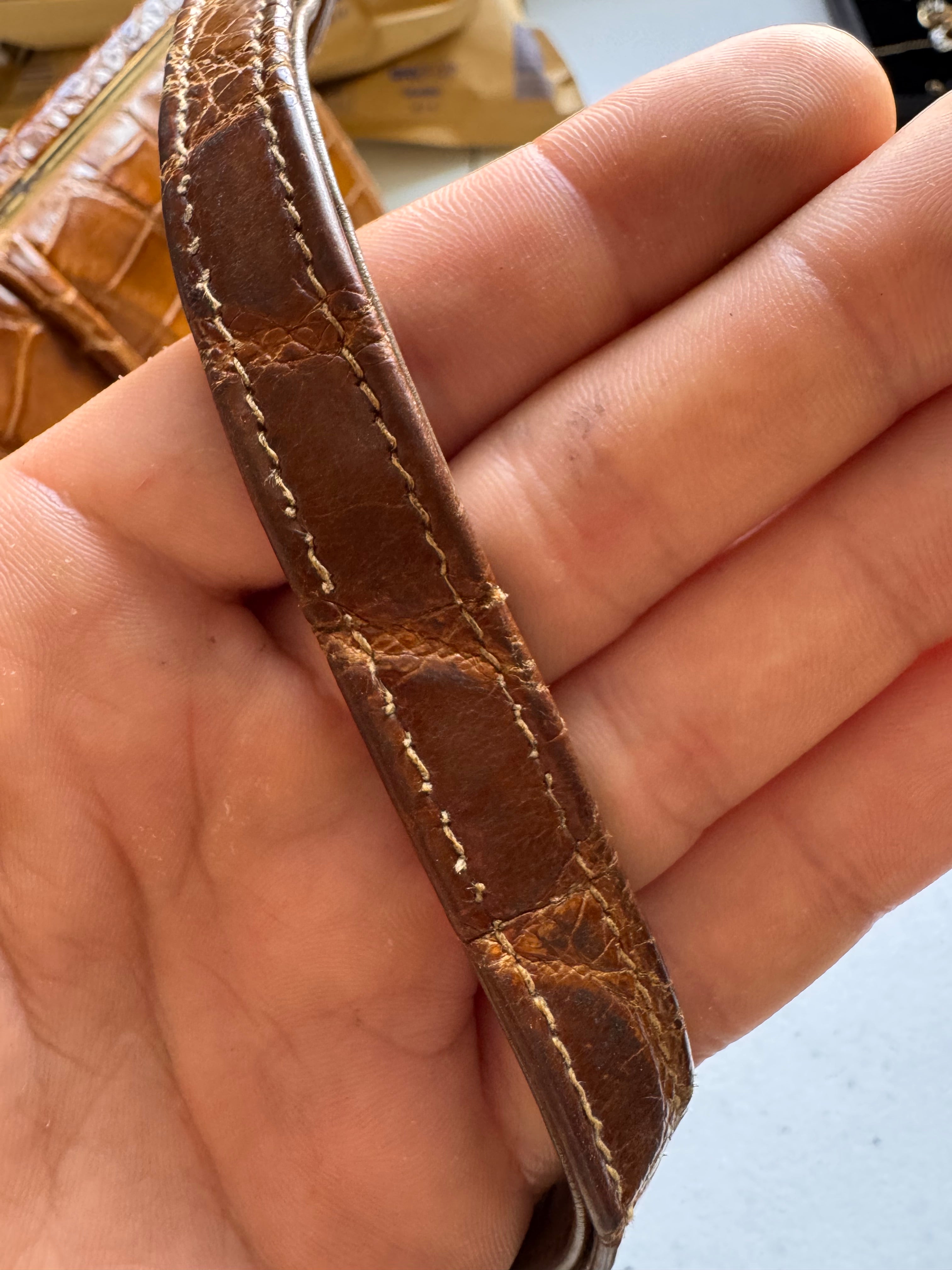 Lot 18: vintage crocodile handbag (Estimate £10-20)