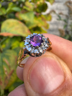 18ct Yellow Gold Amethyst Diamond Ring