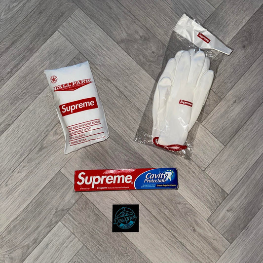 Colgate x Supreme Toothpaste 
Supreme Cotton gloves 
Supreme Poncho 
(Bundle)