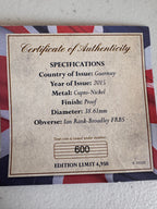 Lot 30: The 70th Anniversary of
VE DAY Certificate of Authenticity
Guernsey £5 Proof Coin (Estimate £25-40)