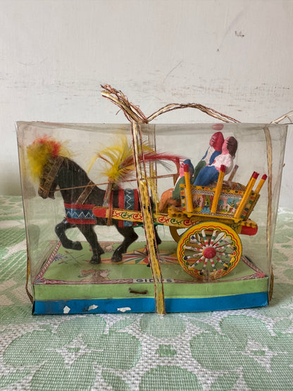 Vintage gidi's carrettino siciliano italy horse & cart figurine