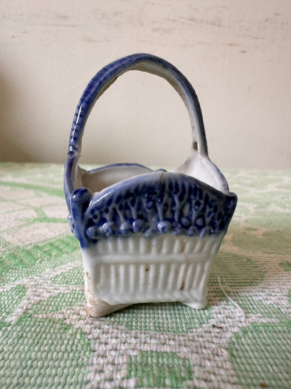 Miniature Italian  ceramic basket - shows repair to base
