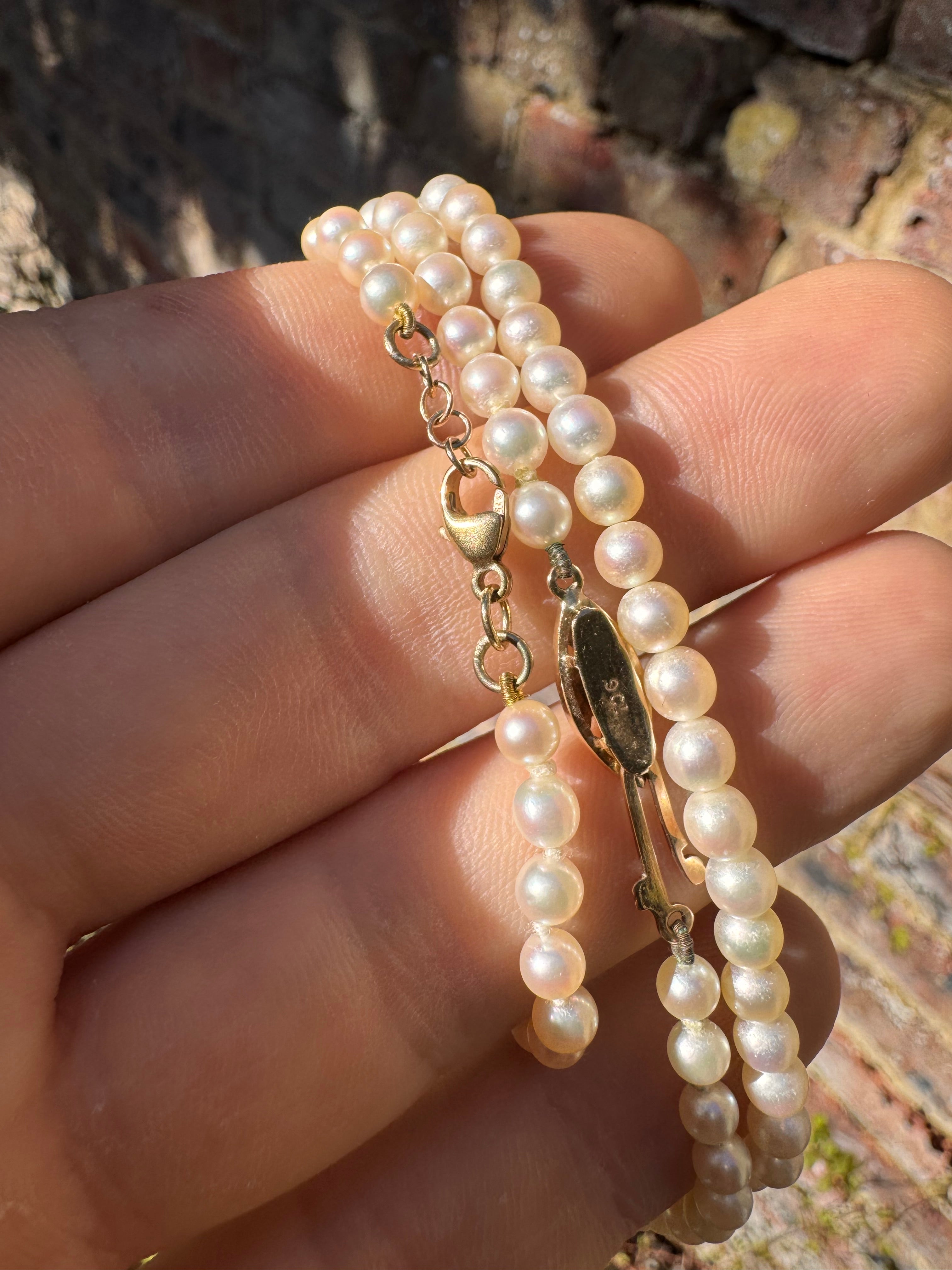 Freshwater Pearl 9ct Gold Necklace & 9ct Gold Freshwater Pearl matching Bracelet