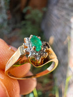 18ct Yellow Gold Emerald Diamond Ring